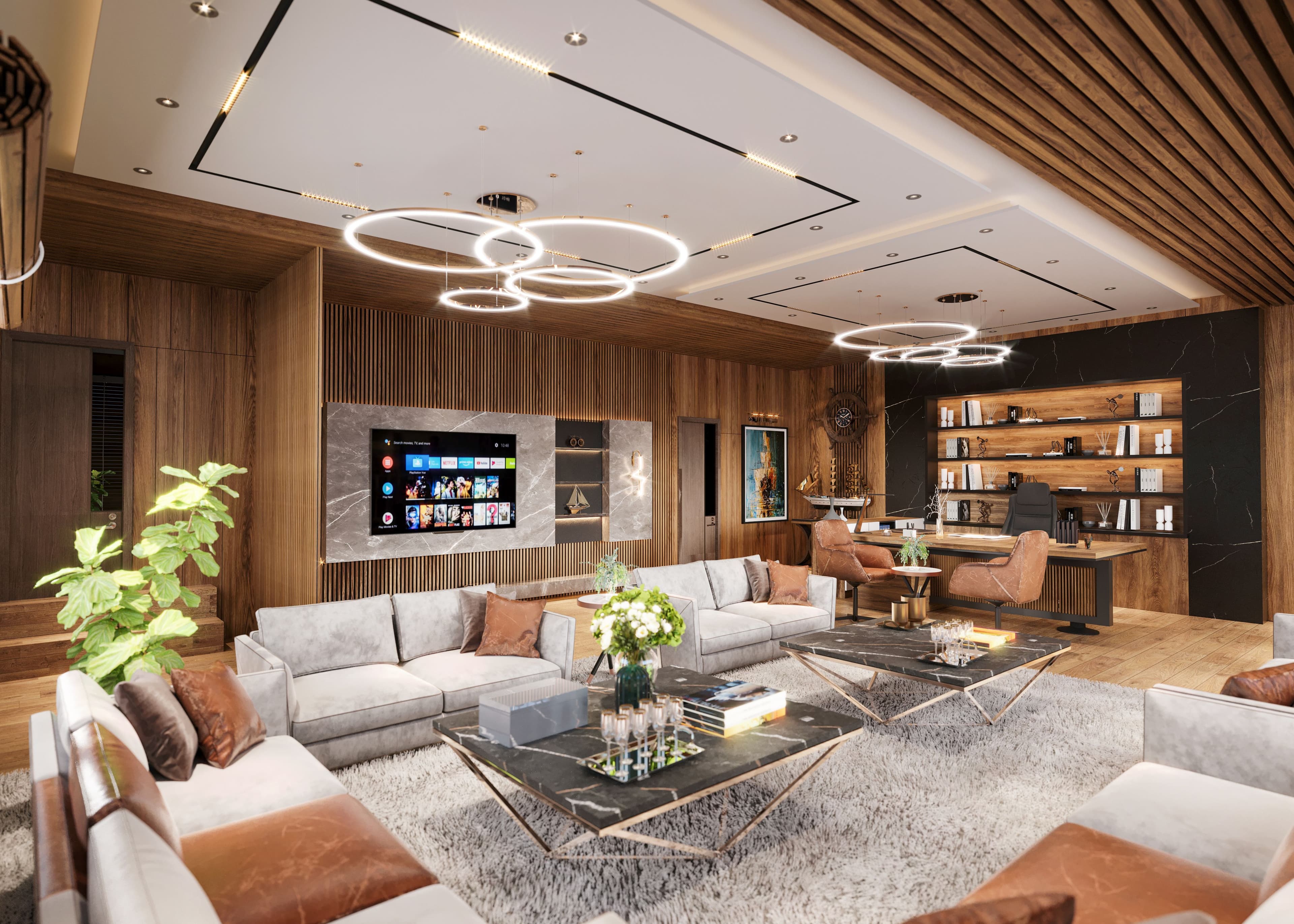 Interior Office space with finishing materials