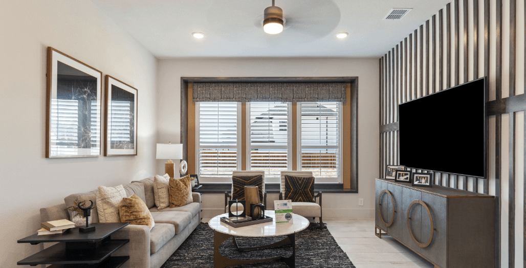 Interior space with finishing materials